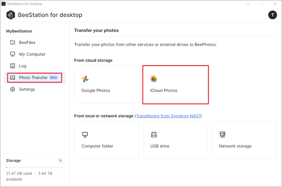 How do I transfer photos and videos from iCloud Photos to BeeStation ...
