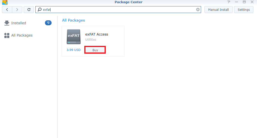 exfat access synology file