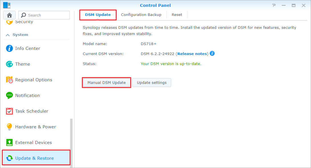 How Do I Manually Update DSM Synology Knowledge Center