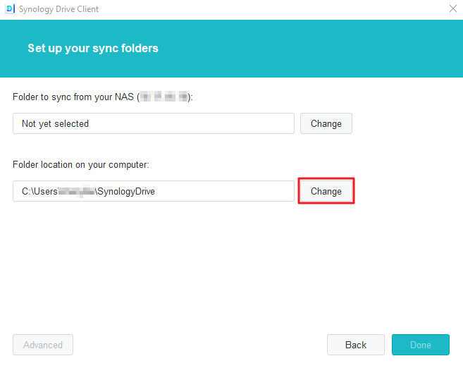 Can i choose a destination other than the synologydrive folder for a