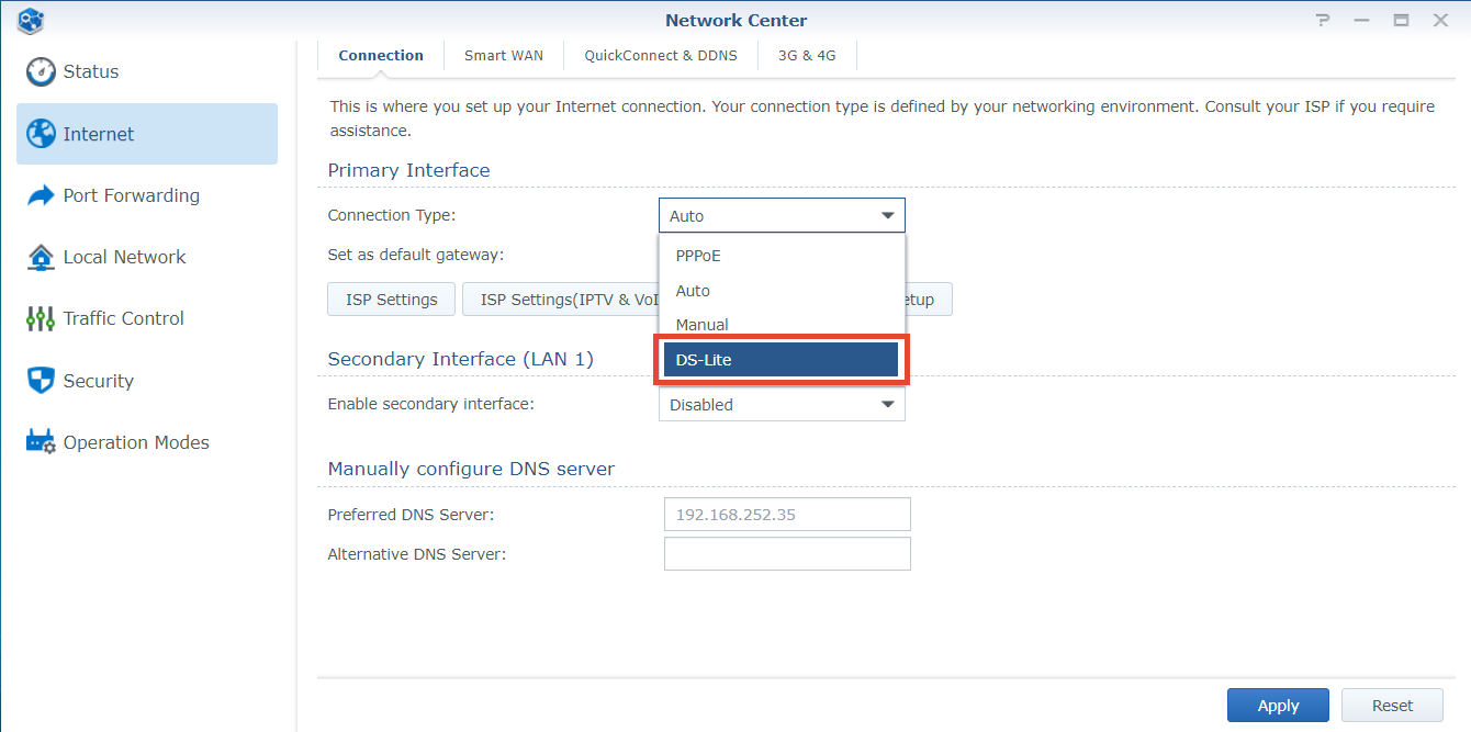 How Do I Set Up A Ds Lite Connection On Synology Router In Japan Synology Knowledge Center