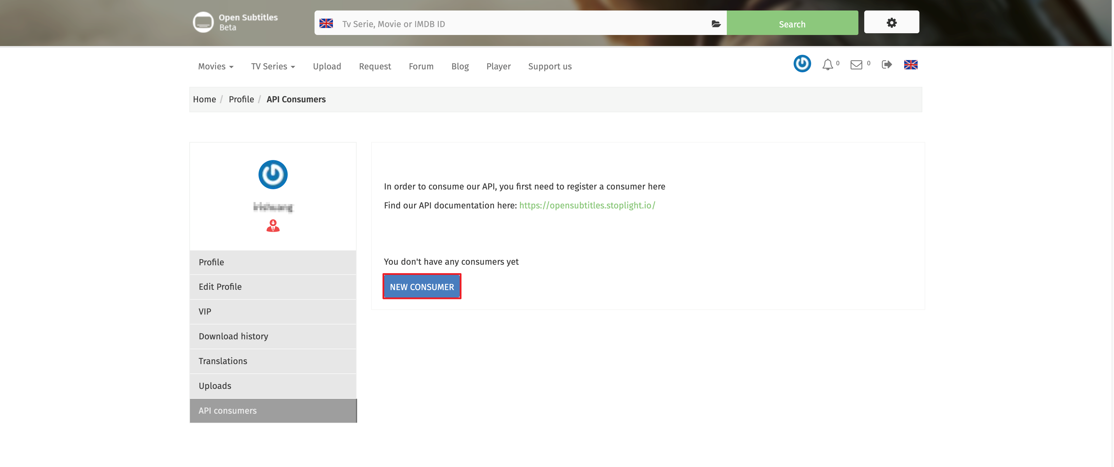 How do I apply for an API key from OpenSubtitles for Video Station