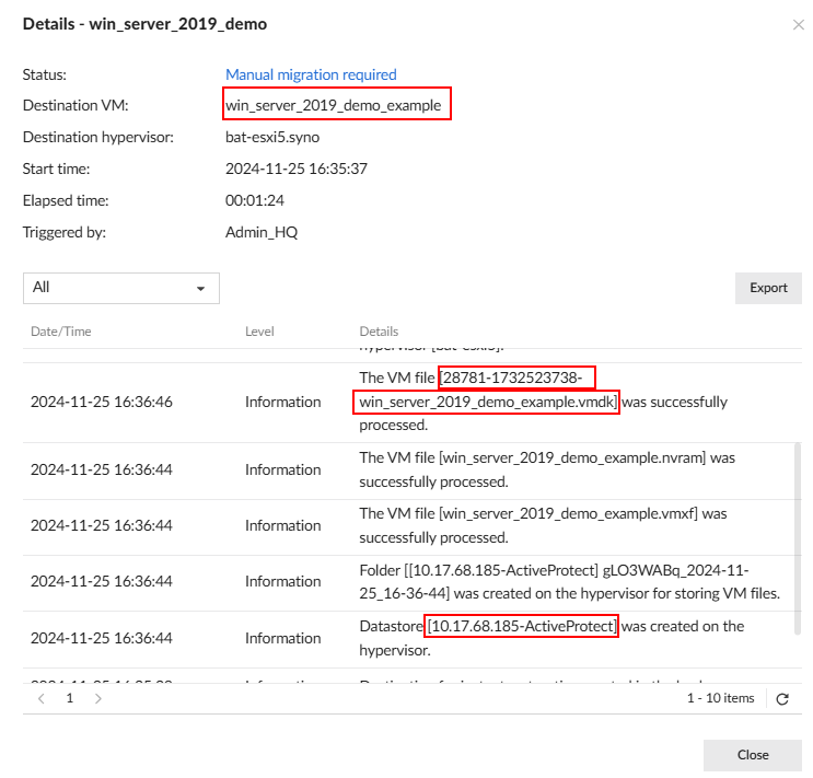 How do I migrate an instantly restored VMware ESXi virtual machine ...