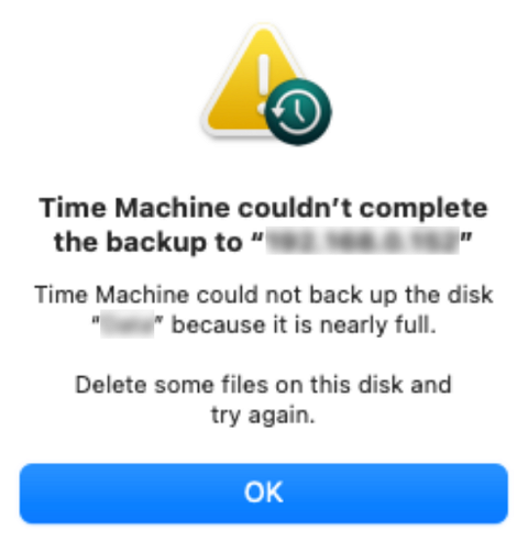 My Time Machine Backup Failed Due To Insufficient Space. What Can I Do? -  Synology ศูนย์ความรู้