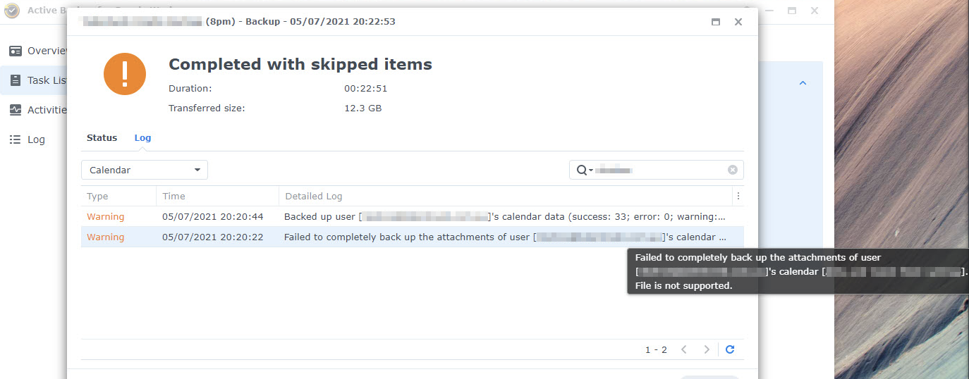 Why does Active Backup for Google Workspace show "File is not supported