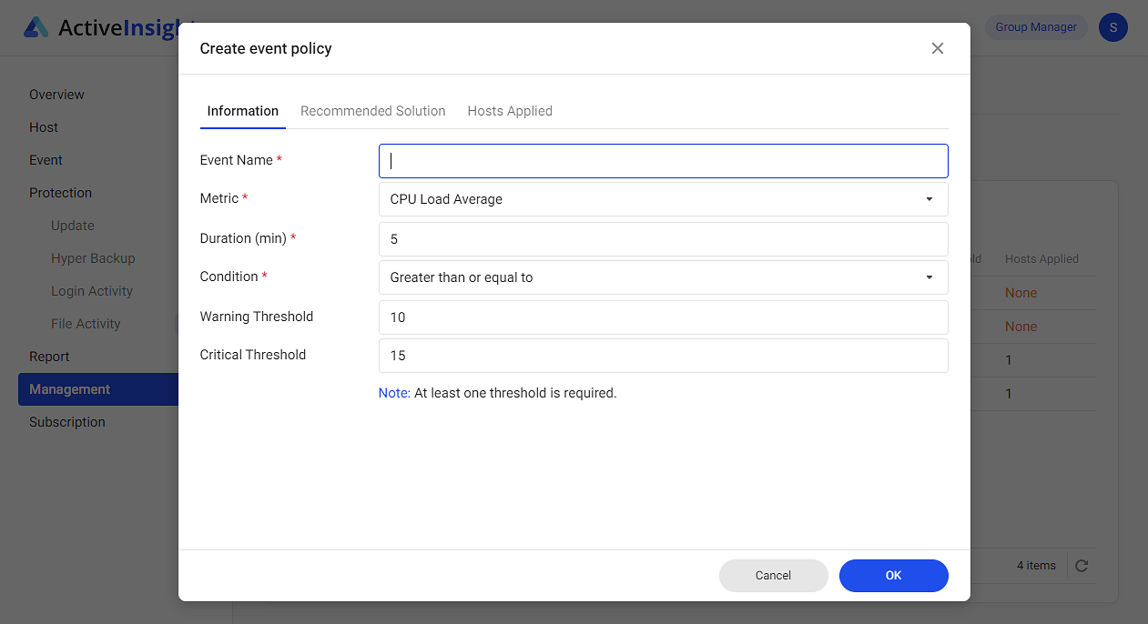 Active Insight web portal - Management - Synology Knowledge Center