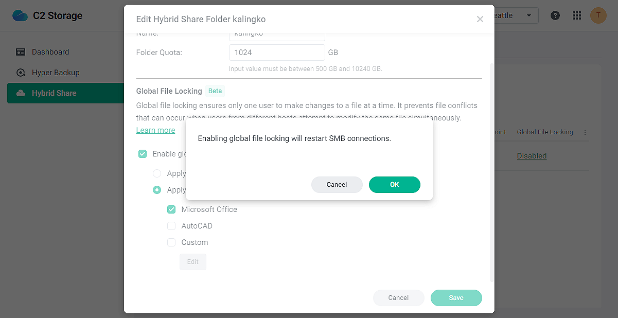 Use global file locking to prevent editing conflicts Synology