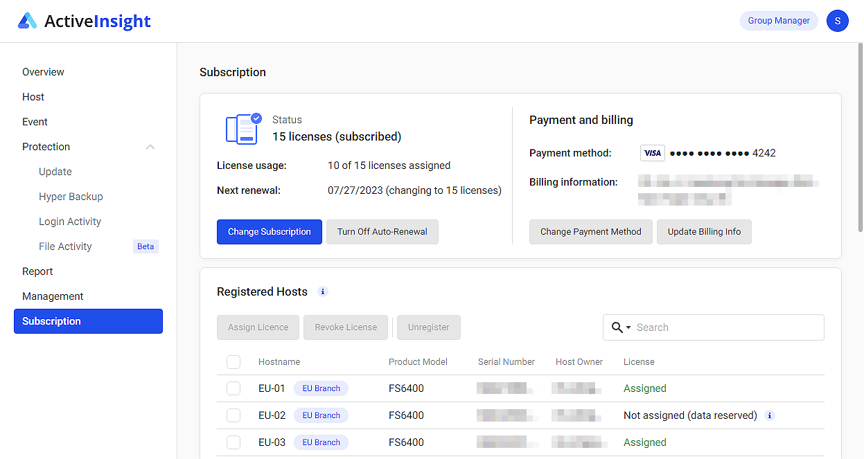 Веб-портал Active Insight - подписка - Центр знаний Synology