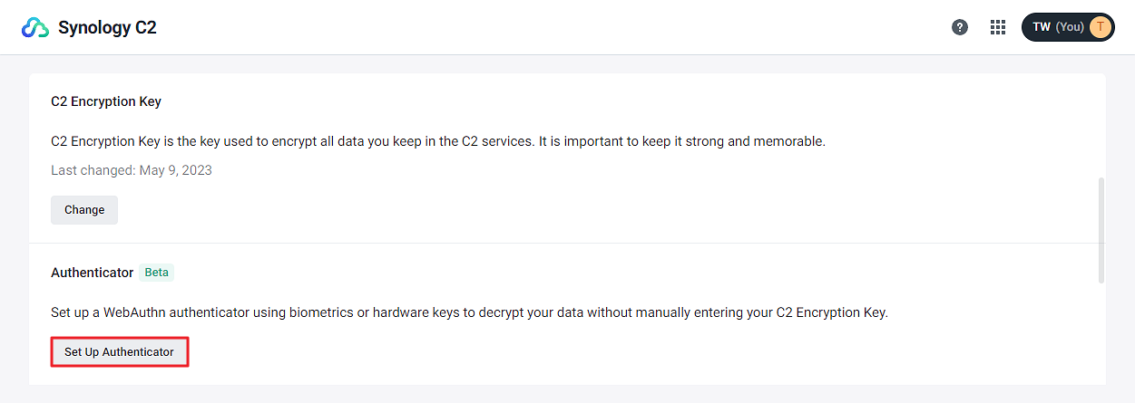 Unlock C2 services with your biometrics or hardware key - Synology ...