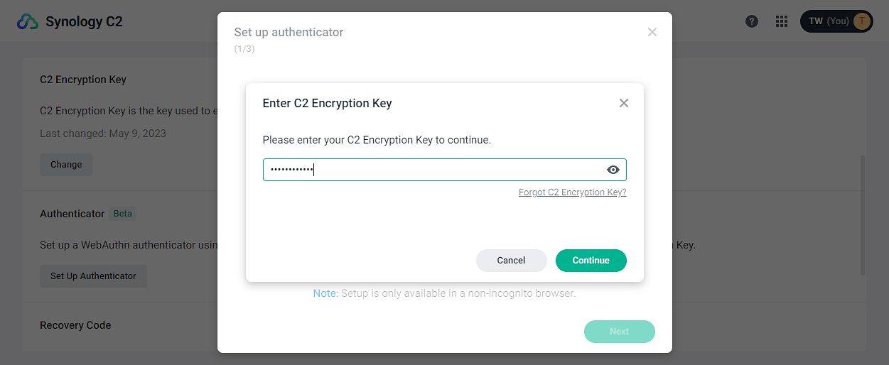 Unlock C2 services with your biometrics or hardware key Synology Knowledge Center