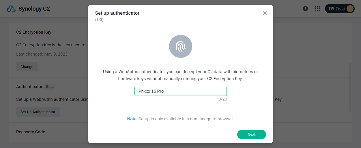 Unlock C2 services with your biometrics or hardware key Synology Knowledge Center