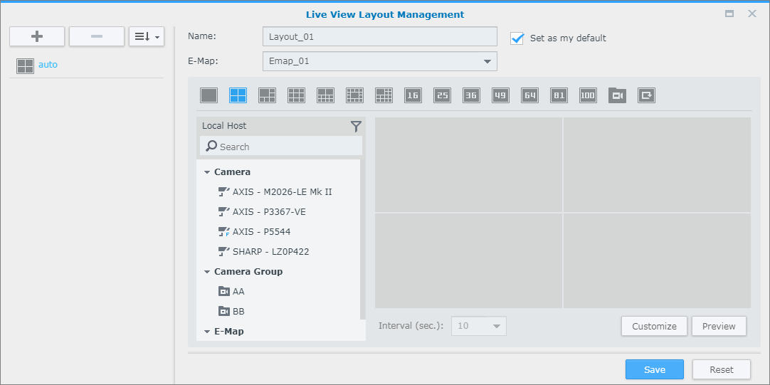 Configure the Live View application to watch multiple surveillance live ...